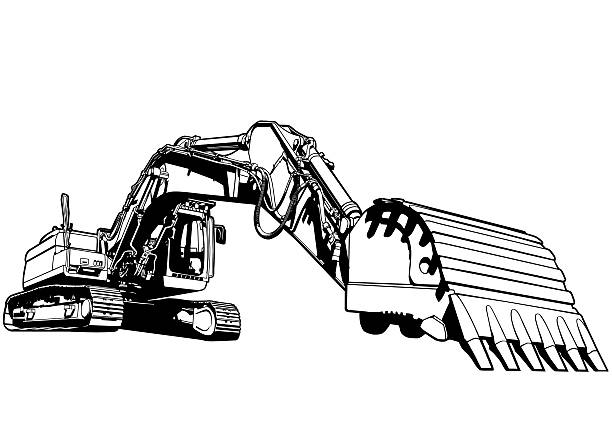 ilustraciones, imágenes clip art, dibujos animados e iconos de stock de ilustración de la excavadora - hydraulic platform illustrations