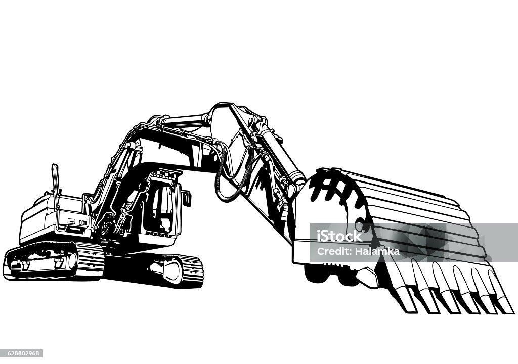 Excavator illustration - Royaltyfri Anläggningsmaskin vektorgrafik