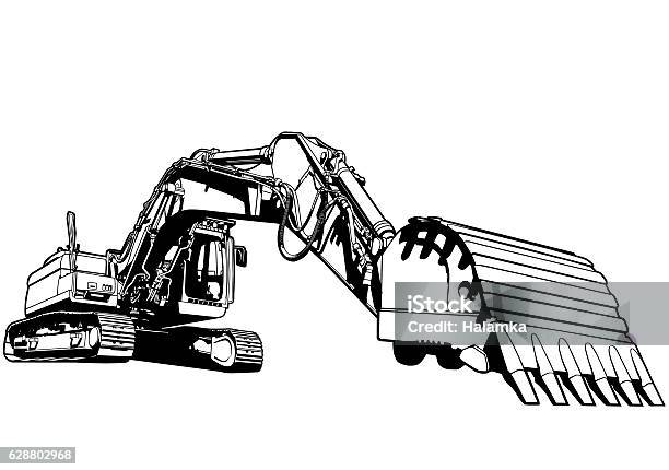 Excavator Illustration-vektorgrafik och fler bilder på Anläggningsmaskin - Anläggningsmaskin, Tung, Utrustning