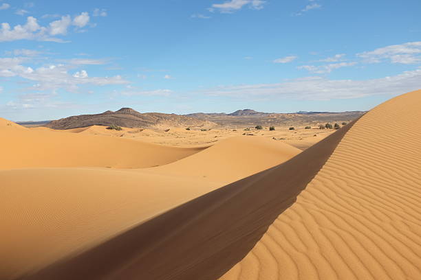 istock Sahara Desert Landscape with Dunes and Mountains 628803492