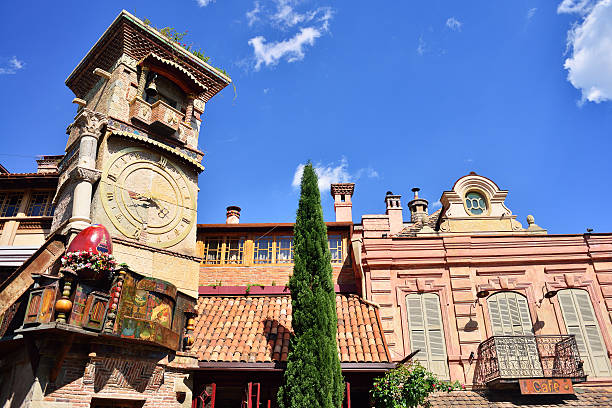 Rezo Gabriadze falling tower. Marionette Theatre stock photo