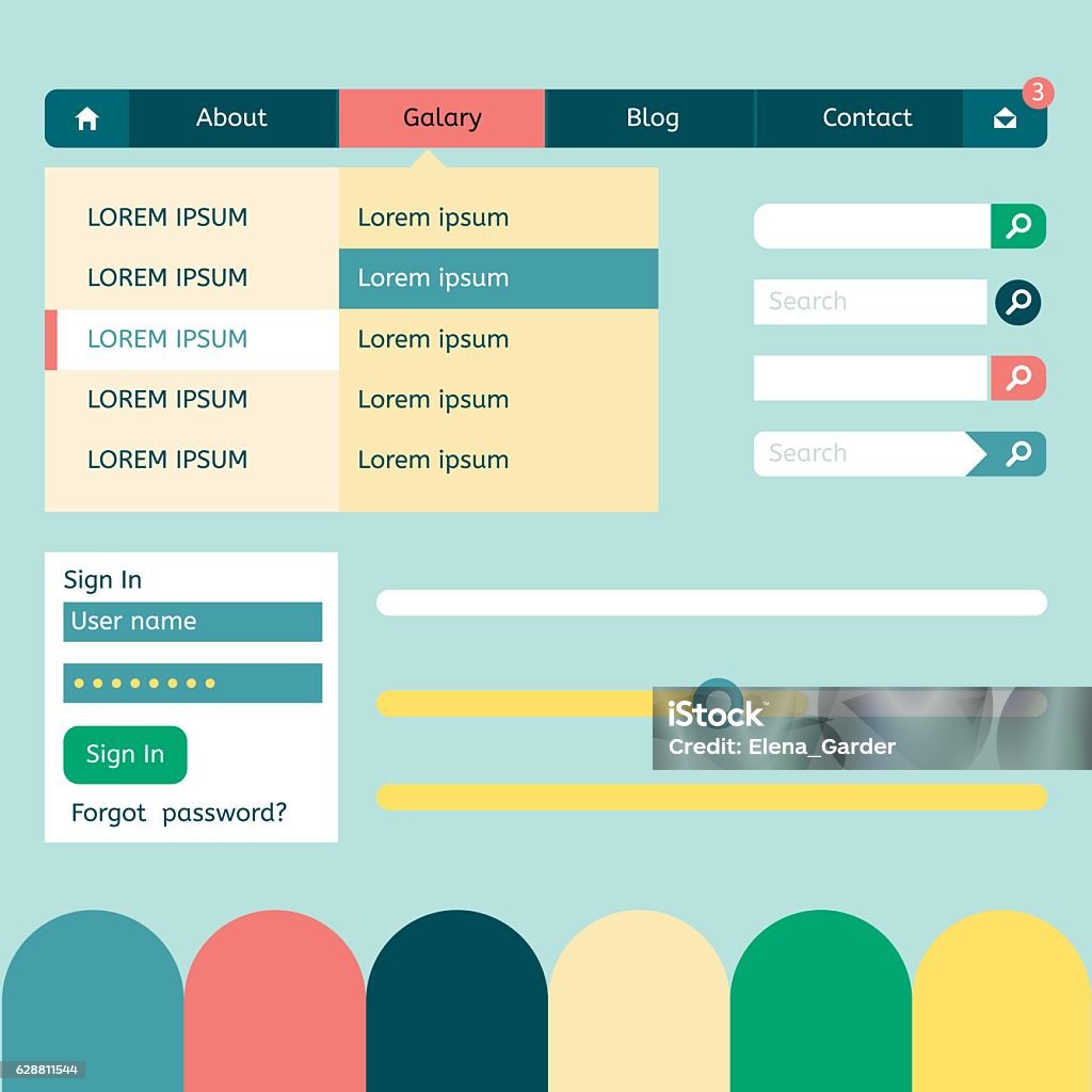 Vector Set Of Various Elements Used For User Interface Projects Stock ...