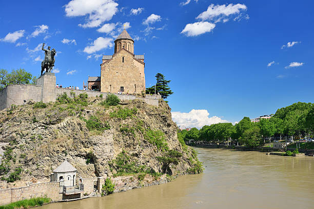 Gorgasali Monument. Metekhi Cathedral. Tbilisi Center. stock photo