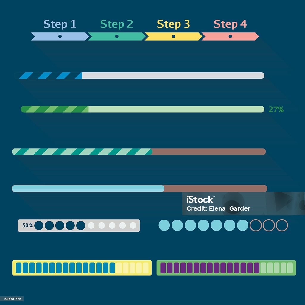 Program Progress Bar Progress Bars Set Stock Illustration - Download Image Now - Blue, Color ...