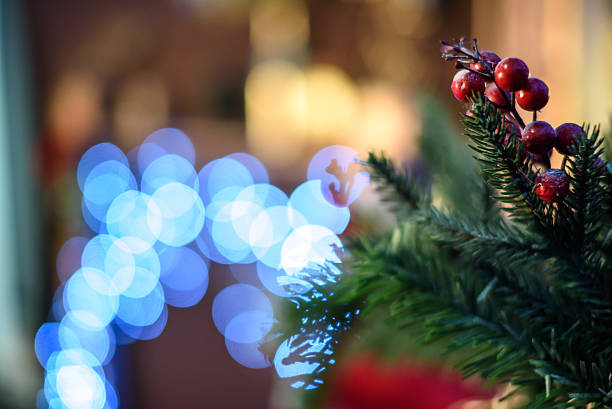 istock Christmas ball on green spruce branch 628812300