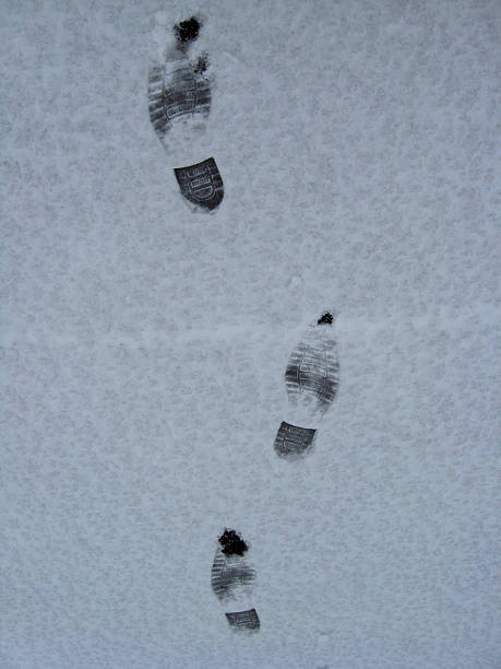 istock Trace of shoe on a snow 628812344