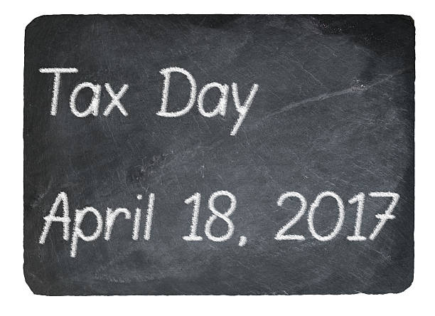 istock Tax Day concept using chalk on slate blackboard 628812544