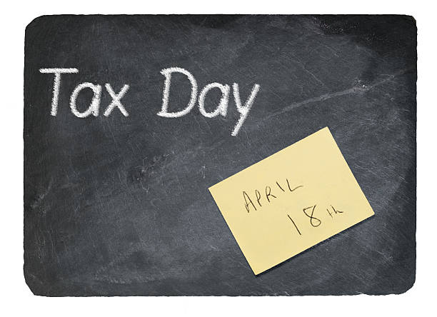 istock Tax Day concept using chalk on slate blackboard 628812556