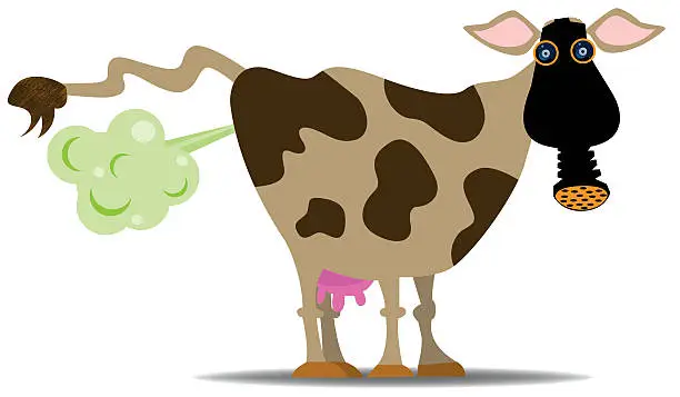 Vector illustration of Methane producing cow
