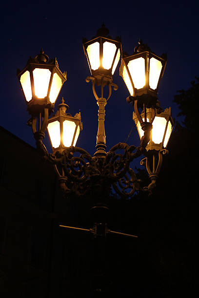 istock Bright lanterns shining in the darkness 628813432