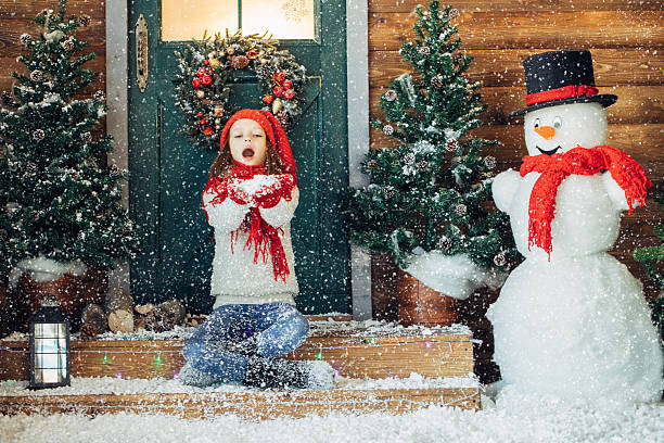 istock Little girl playing with snow 628813854