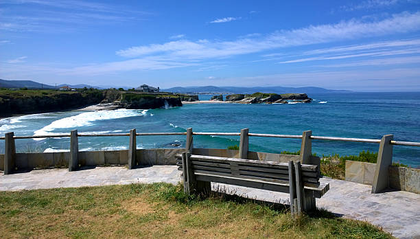View of the Os Castros Beach (Playa de los Castros) in Ribadeo, Galicia - Spain