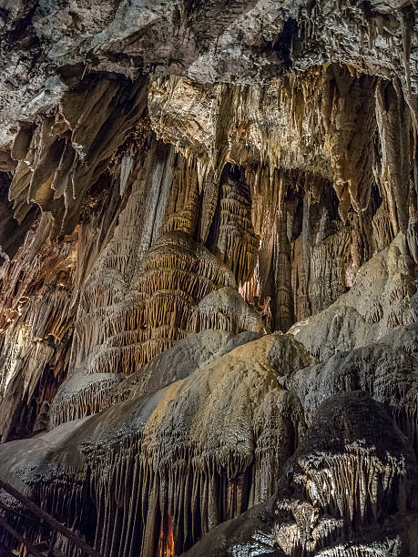 istock Stalactites and stalagmites in Valporquero's cave (Spain) 628820456
