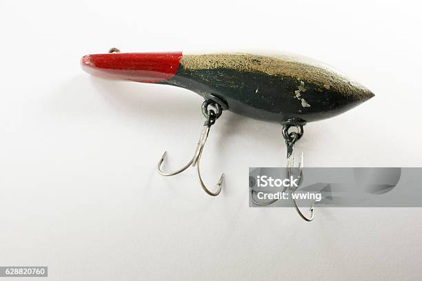 Vintage Fishing Lure Homemade Carved From Wood Stock Photo