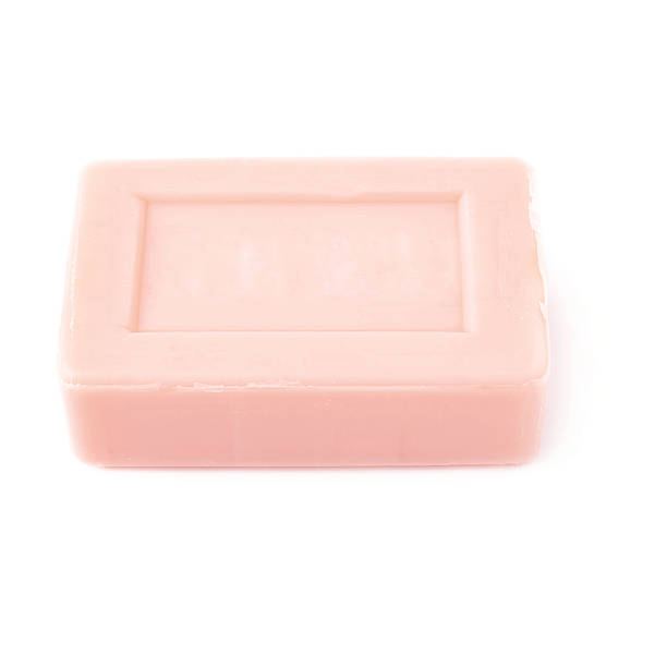 istock Pink soap bar isolated over white background 628822556