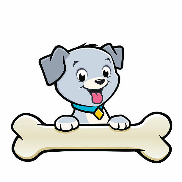 Cartoon Dog Puppy Bone vector art illustration