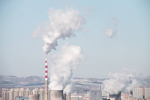 istock Chimneys in the winter city 628823800