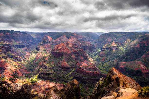 istock Waimea canyon with a stormy sky 628836234