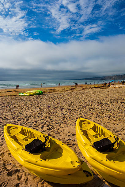 Kayaks on the beach at La Jolla, California