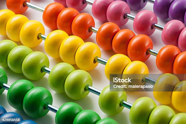 Abacus With Colored Beads Stock Photo - Download Image Now - Abacus, Toy, Multi Colored