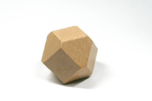 istock Wooden Polyhedron on white background 628857130