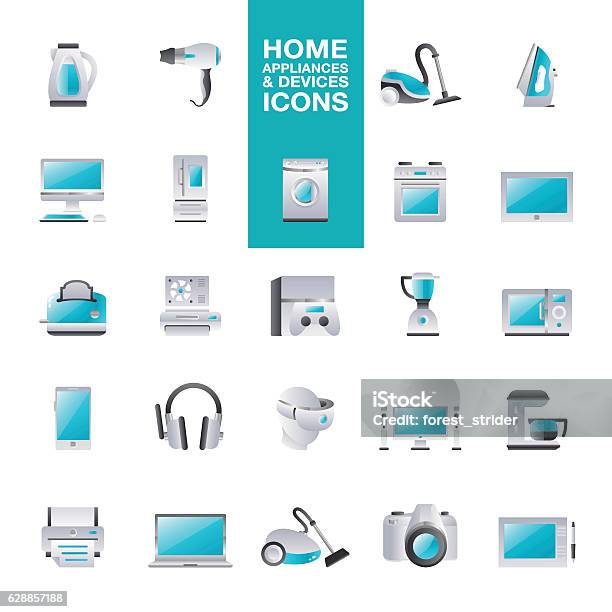 Home Appliances Devices Icons Stock Illustration - Download Image Now - Air Conditioner, Appliance, Blender