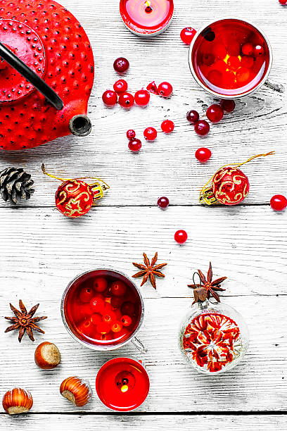 istock Christmas tea with berry cranberry 628858200