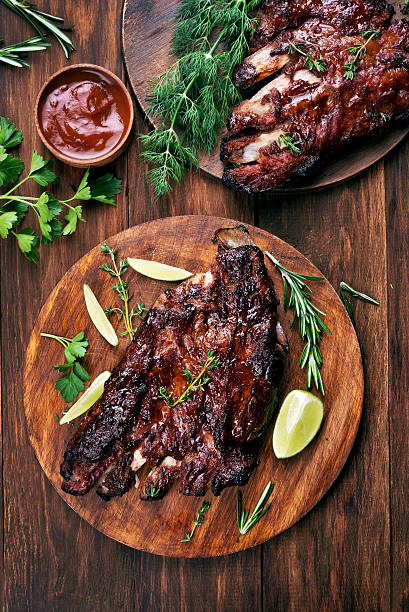 istock Barbecue pork ribs, top view 628864624