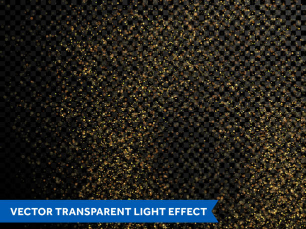 istock Gold glitter powder particles, golden star dust confetti spray 628865248