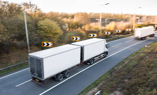 istock Road transport. Lorry on the road 628866368