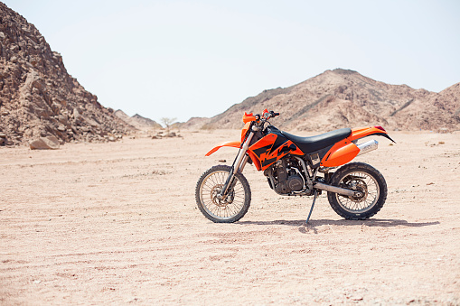 Sharm el sheikh Egypt - 28 august 2016: The bike KTM is parked in the desert without people
