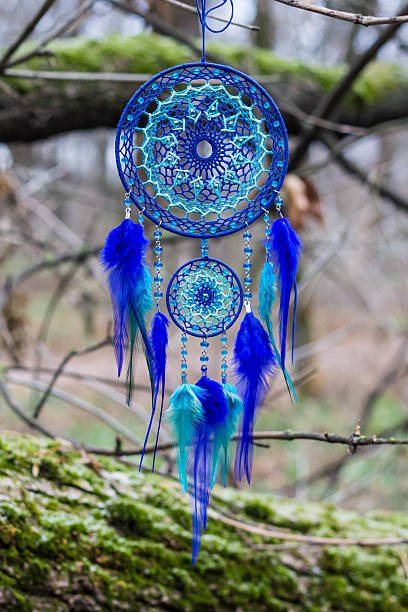 istock Dreamcatcher made of feathers, leather, beads, and ropes 628874018