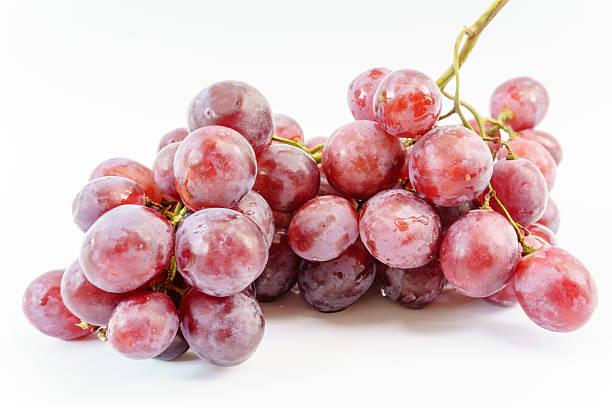 istock Bunch of red grapes on white background 628876936