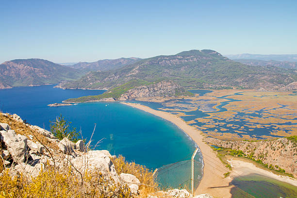 istock Iztuzu Beach and Dalyan panorama view from mountain 628876956