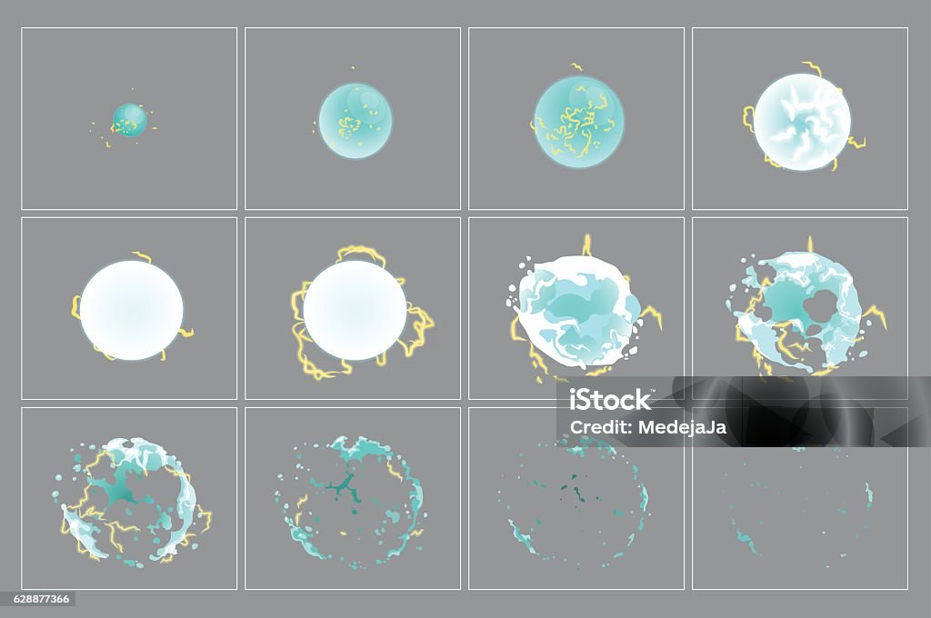 Lightning Explosion Special Effect Animation Frames Stock Illustration -  Download Image Now - iStock