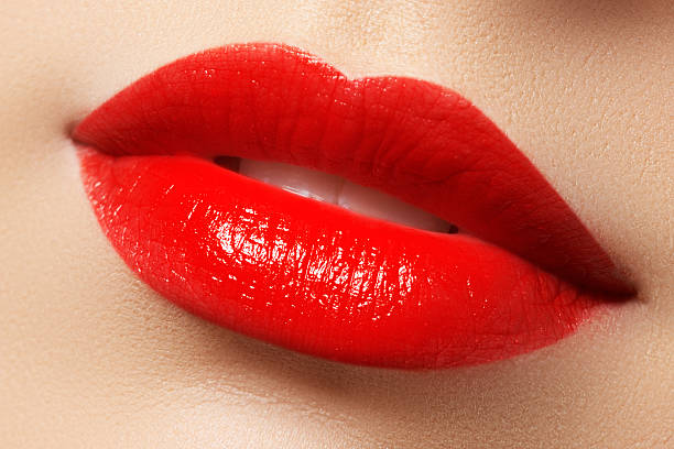 istock Passionate red lips, macro photography 628884174