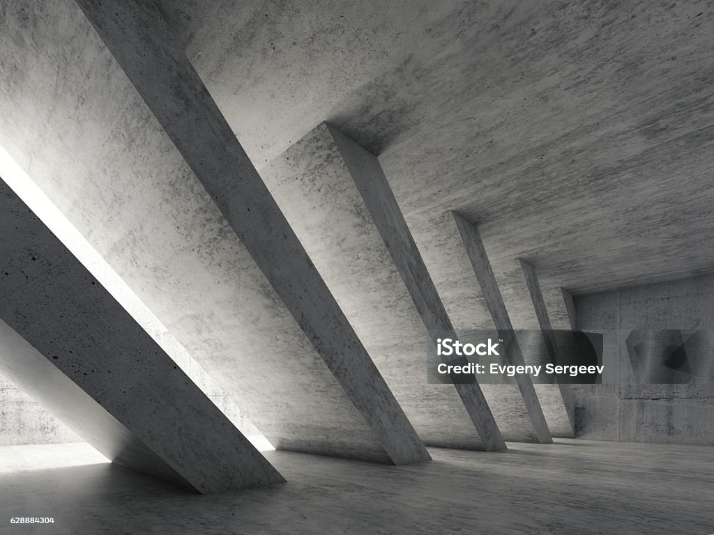 Diagonal Column Building 3d Concrete Interior With Diagonal Columns Stock Photo - Download Image ...