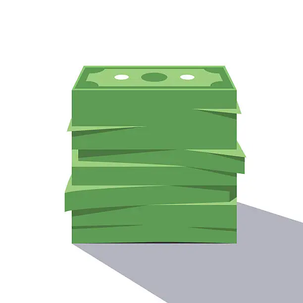 Vector illustration of Big stack of dollar bills