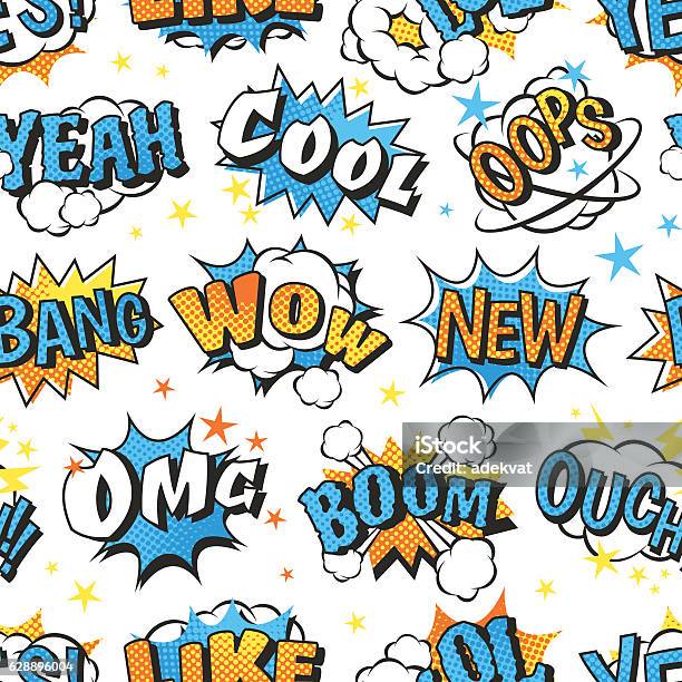 Boom Cloud Text Seamless Pattern Stock Illustration - Download Image Now - Abundance, Balloon, Superhero