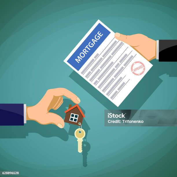 Deal With The Real Estate Stock Illustration - Download Image Now - Contract, Mortgage Document, Adult