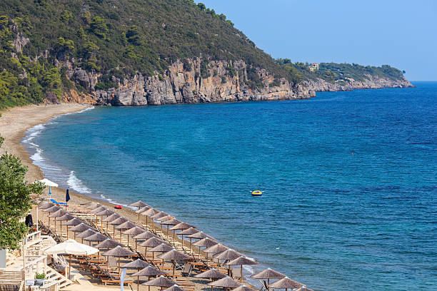 istock Aegean sea coast with beach (Greece). 628896844