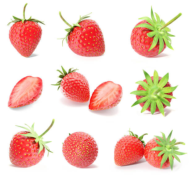 istock Rendering a set, collection of fresh strawberry fruits isolated on 628897310