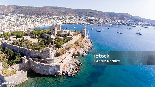 Aerial View Of Bodrum On Turkish Riviera Stock Photo - Download Image Now - Bodrum, Türkiye - Country, Castle