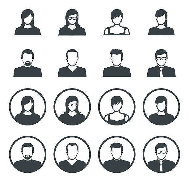 набор аватар плоский иконки  - profile avatar men human face stock illustrations