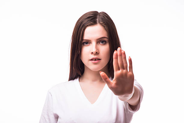 istock Girl with emotions on white 628914134