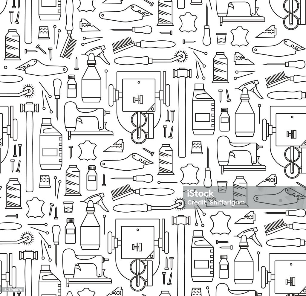 Vector seamless pattern of furrier's tools. Print on white backg Vector seamless pattern of furrier's tools. Print on white background Animal Body Part stock vector