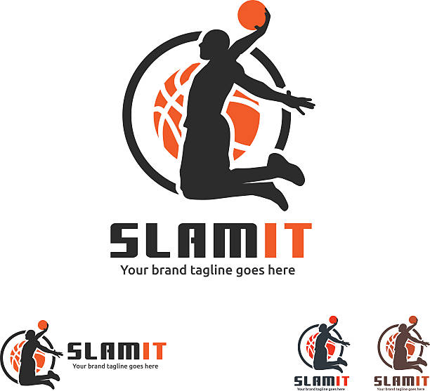 basketball slam dunk symbol - basketball slam dunk basketball hoop sport stock-grafiken, -clipart, -cartoons und -symbole