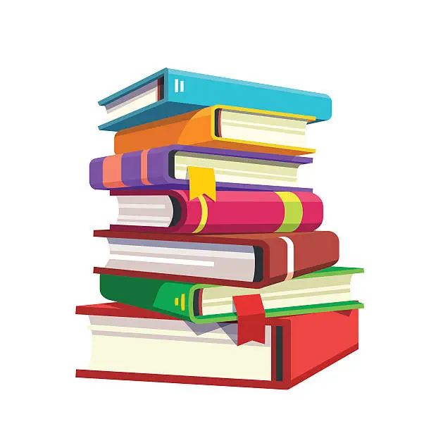 Vector illustration of Pile of hardcover books