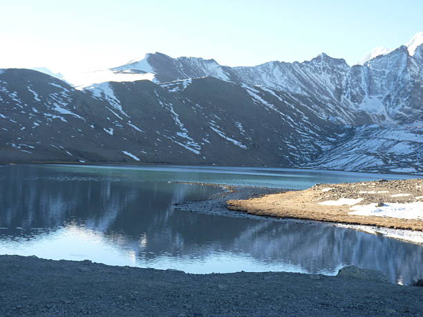 istock transparent bluish greenish lake surrounded by mountains 628932416