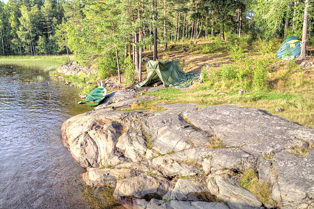 istock Ladoga. Camp fishermen 628934246